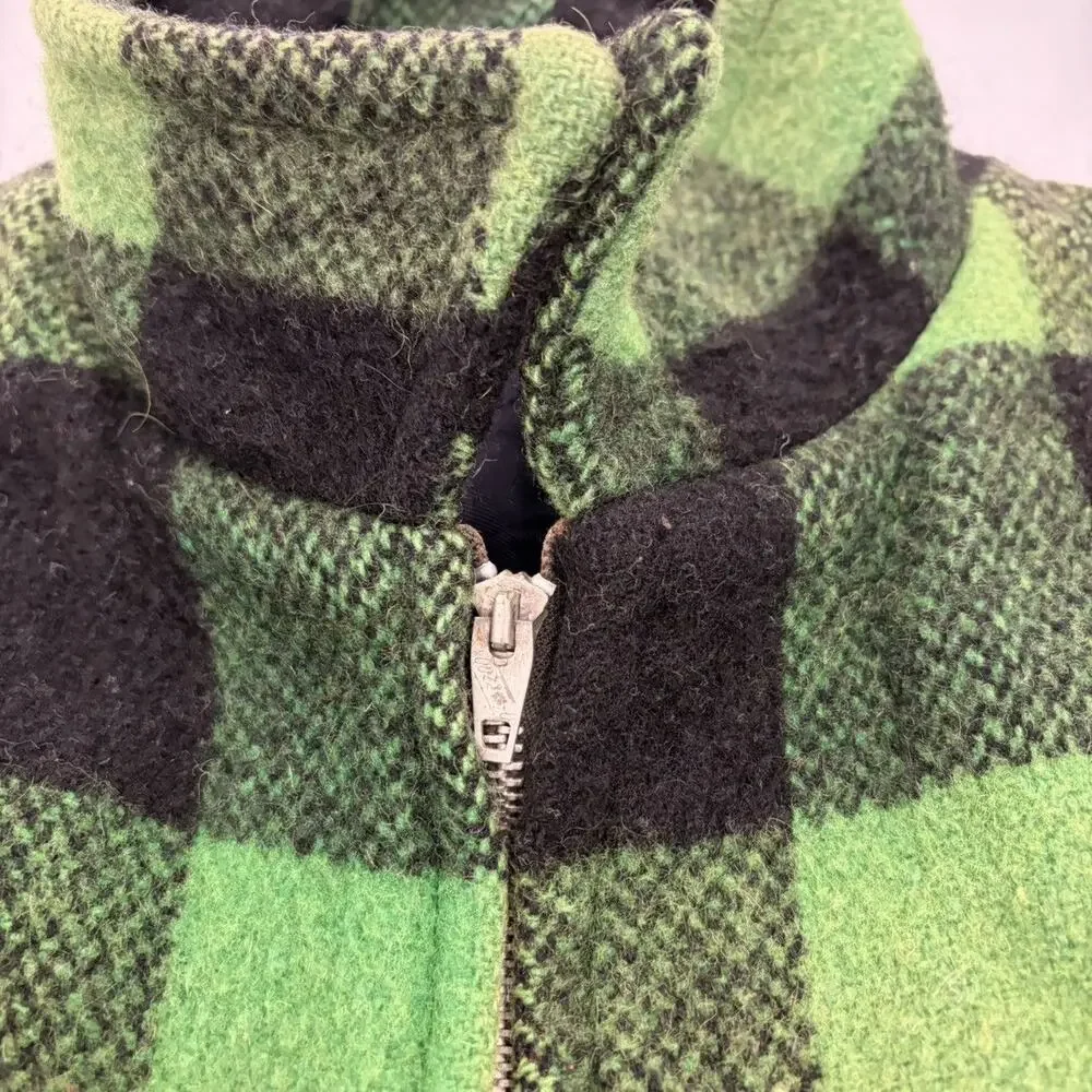 Vintage 50s Green/Black Wool Buffalo Check Jacket